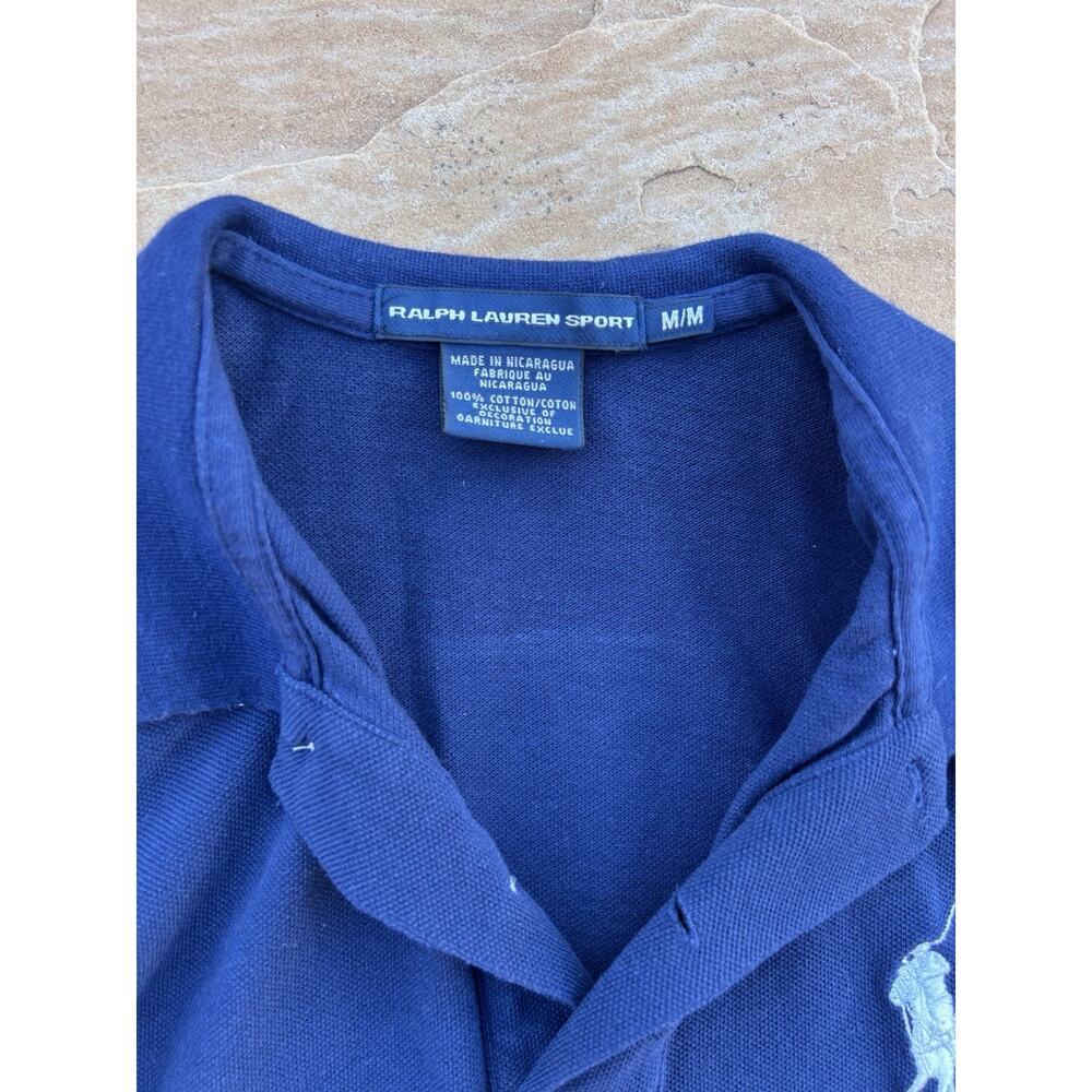 Polo Ralph Lauren Sport Womens Polo Shirt Sz M Sleeveless Blue Big Pony LS - Picture 2 of 3